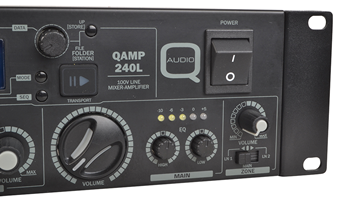 1 to 2 Zone 100V Mixer Amplifier with Media Player Bluetooth USB SD Card 240W
